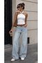 Women's Bluz with Metal Collar Detail and Tie-Up Fastening