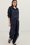 Navy Blue Sleeve Lace Embroidered Women's Shirt