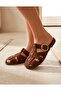 Suede Belt Detailed Gold Buckle Flat Sole Summer Comfortable Women's Slippers - 5