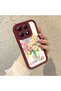 Mi 14t Compatible Case Camera Protector Burgundy Silicone Couple Phone Case Floral Pattern - 3