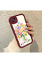 Realme C21 Compatible Case Camera Protector Claret Red Silicone Couple Phone Case Floral Pattern - 2