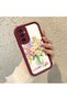 Samsung Galaxy M13/M23 Compatible Case Camera Protector Burgundy Silicone Couple Phone Case Floral Pattern - 2