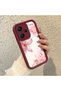 Xiaomi Redmi Note 13 Pro Plus Compatible Case Camera Protector Claret Red Silicone Couple Phone Case with Floral Pattern - 2
