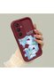 Samsung Galaxy A24 Compatible Case Camera Protector Burgundy Silicone Couple Phone Case Floral Pattern - 2
