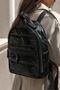 Black Women's Parachute Fabric Lightweight Daily Backpack Multi-Compartment Zippered School Travel City Use - 6