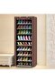 9-Tier Foldable Shoe Rack with Cover – 25-Pair Brown Shoe Organizer, 157x59x28cm Space Saving Storage Shelf for Home - 6