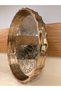 Tray with Wooden and Mirror Details, Star Pattern, Round, Antique-Looking Model, Color Antique, Large Size, Diameter 40 cm
