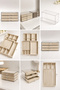 3-Drawer Jewelry and Makeup Organizer 23X14 cm – Cream Velvet Jewelry Box and Desktop Organizer with Clear Lid and Compartments - 7