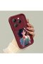 Infinix Hot 40/40 Pro Compatible Case Camera Protector Burgundy Silicone Couple Phone Case Girl Pattern - 2
