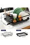 Black Stainless Steel Dish Drying Rack With Cutlery Holder Kitchen Organizer - 3