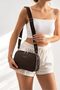 Women's Hand and Shoulder Bag with Double Zipper, Multi-Compartment, Cross Strap, Brown - 3