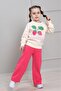 Girl's Patterned 2-Yarn Wide-Leg Sweatpants Set - 2036 - 4