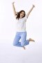 Women's Short-Sleeved Long Pants Cotton Pajama Set – Rest & Relax Printed Blue - 2