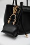 Women's Black Drawstring Crossbody Hand and Shoulder Bag with Charm Accessories - 5