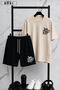 Be Kind Printed Cotton Fabric Men's Black T-Shirt-Shorts Set