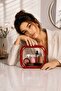 Red Framed Pvc Transparent Cosmetic Bag |   Travel, Makeup, and Personal Care Organizer - 4