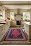 Knitted Fringed Midnight Blue Rug Decorative Living Room Carpet Machine Washable Kitchen Carpet Non-Slip Floor Mat - 3