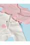 Baby White And Pink Jacquard 2 Pieces Sleepsuit Set - 4