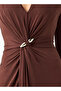TWISTED KNOT DETAIL V NECK KNIT DRESS - 2