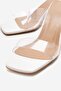 Women's Two-Strap Transparent Heeled Slippers Sandals Brovin White Skin - 7