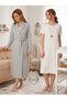 New Season Pink Shawl Collar Special Design 100% Cotton Breastfeeding-Friendly Design Maternity Dressing Gown Nightgown Set - 4