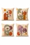 Abstract Themed Flowers Patterned 4-Piece Throw Pillow Cover Set - 3