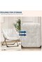 Folding reclining armchair with comfortable cushion and metal frame, suitable for indoor and outdoor use, in living rooms, studies, bedrooms and gardens (White) - 6
