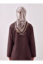 Chain Patterned Cotton Scarf - Brown Cream - 4