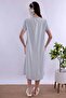 100% Cotton Scalloped Fabric Maternity Nightgown Effortt - Blue - 4