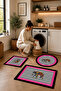 Non-Slip Based Washable 3-Piece Round Elephant Pattern Bath Mat and Toilet Set - Modern Bathroom Rug - 2