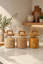 Aria- 3-Piece Borosilicate Jar with Bamboo Lid 600 ml Striped