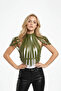 Khaki Leather Punk High Collar Body Jewelry
