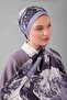 Gray Leaf Pattern Moos Chrep Shawl - 3