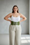Plus Size Khaki Women's Belt Corset Style Three Buckle Wide Leather - 4