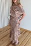 Beige One-Shoulder Asymmetrical Floral Dress - 205385 - 2