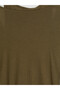 Brown U-Neck Double Layered Ribbed Blouse - 8