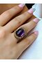 Natural Stone Amethyst Natural Stone Women's Antique Adjustable Ring Euy94Amt - 2