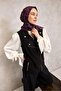 Cotton Polyester Soft Scarf Dark Black Lilium Patterned Non-Slip Textured 90X90 - 3