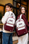 Burgundy Unisex School Backpack with Accessories Primary School - Middle School - High School - 2