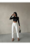 Mamaliga White Mom Jeans Boyfriend Linen Trousers - 2