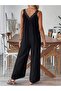 Women's Akılı V Lace Collar Wide Cut Detailed Viscose Jumpsuit - 3