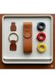 Keychain, Colorful Stitched Handmade Leather Tan Color - 3