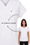 Women's V-Neck Batwing Short Sleeve Single Top White Stretchy Lycra Belinda Fabric Doctor and Nurse Uniform - 6