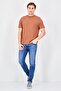 Men Crew Neck Short Sleeve Jacquard Pattern T-Shirt, Brown - 4