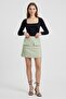 Women Textured Mini Skirt, Mint Green - 2