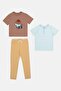 Kids Boy 3 Piece Stripe Short Sleeve T-shirts And Pants Set, Multicolor - 2