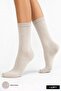 Egyptian Women's Cotton 4-Pair Motif Patterned Socks Beige - 4