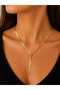 Women's Gold Color Adjustable Snake Chain Lariat Necklace