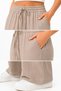 Women's Beige Muslin Fabric Elastic Waist Lace-Up Wide Leg Relaxed Fit Summer Trousers - 6