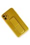 Ilkestor iPhone 12 Case Coco Carbon Stand Cover (125259) - Yellow - 4